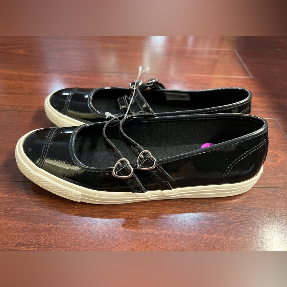 Womens 8.5 Converse Dainty Mary Jane Slip Black Patent Leather Valentines Day #1 - Picture 6 of 16